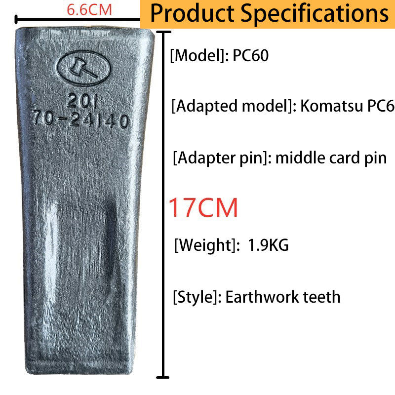 Forjar Dentes de balde de parafusos de ferro PC60 Dentes de rocha para balde de escavadeira