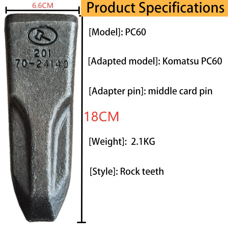Forjar Dentes de balde de parafusos de ferro PC60 Dentes de rocha para balde de escavadeira