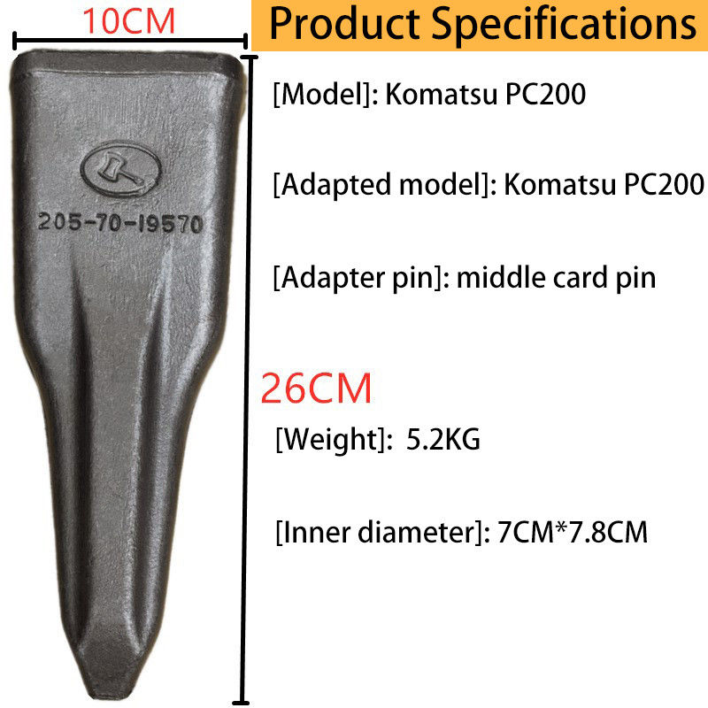 Dentes de balde de escavadeira de ferro forjado rígido PC200 2057019570 Dentes de balde de adaptador