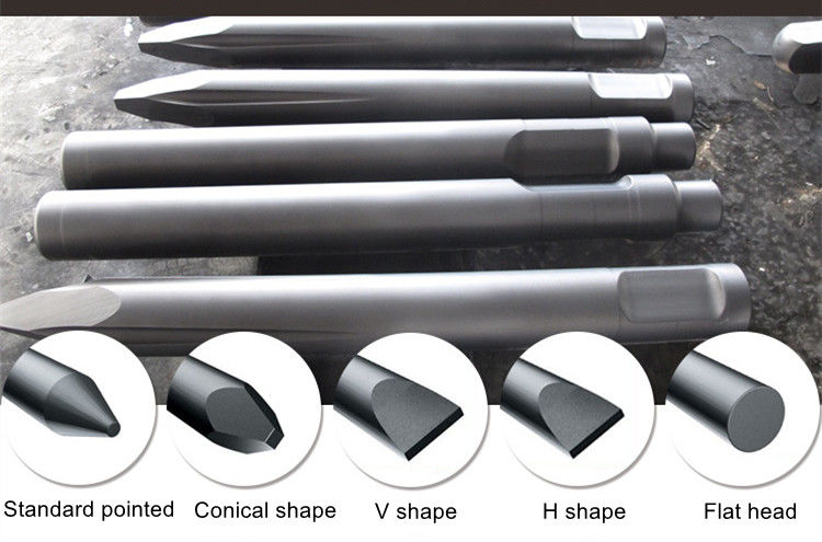 Peças de escavadeira, quebra-martelas hidráulico de rocha, cinzel em bruto, cinzel hidráulico de 68 mm, cinzel ferramenta de cunha, 135 mm, 140 mm