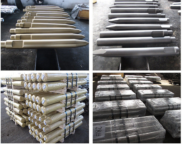 Peças de escavadeira, quebra-martelas hidráulico de rocha, cinzel em bruto, cinzel hidráulico de 68 mm, cinzel ferramenta de cunha, 135 mm, 140 mm