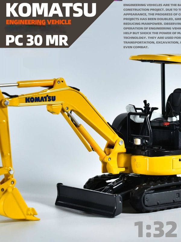 Komatsu PC30MR Mini Excavator 1/32 Escala Modelo de Metal Forjado Colecionável brinquedo