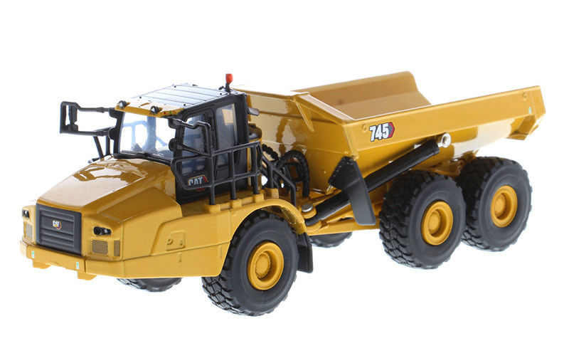 CAT 745 Caminhão de descarga articulado de moldagem a escala 1:64 Modelo de liga de equipamento pesado colecionável