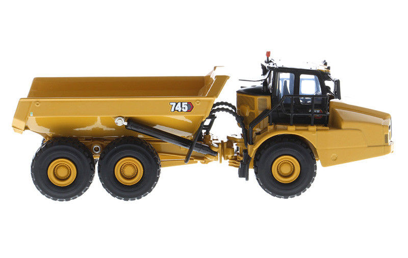 CAT 745 Caminhão de descarga articulado de moldagem a escala 1:64 Modelo de liga de equipamento pesado colecionável