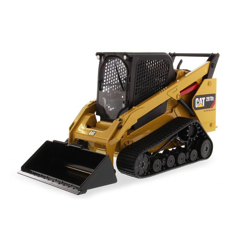 Modelo de carregadeira skid steer Cat 297D2 de metal fundido em escala 1:16 com braços de carregadeira móveis