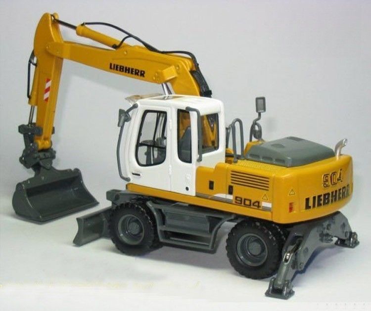 1/50 Liebherr A904C Modelo de escavadeira de rodas de metal fundido a moagem colecionável com balde de agarrar 58004