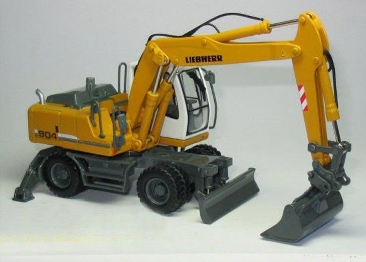 1/50 Liebherr A904C Modelo de escavadeira de rodas de metal fundido a moagem colecionável com balde de agarrar 58004