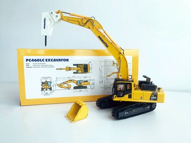 Comatsu PC460LC-8 1/50 Modelo de Excavadora de Liga Decaída com Disjuntor Hidráulico Colecionável