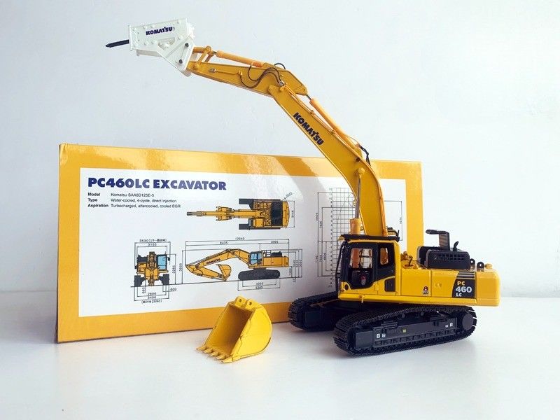 Comatsu PC460LC-8 1/50 Modelo de Excavadora de Liga Decaída com Disjuntor Hidráulico Colecionável