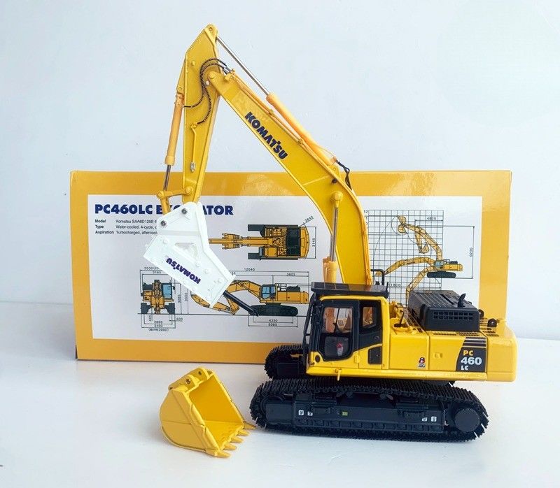 Comatsu PC460LC-8 1/50 Modelo de Excavadora de Liga Decaída com Disjuntor Hidráulico Colecionável