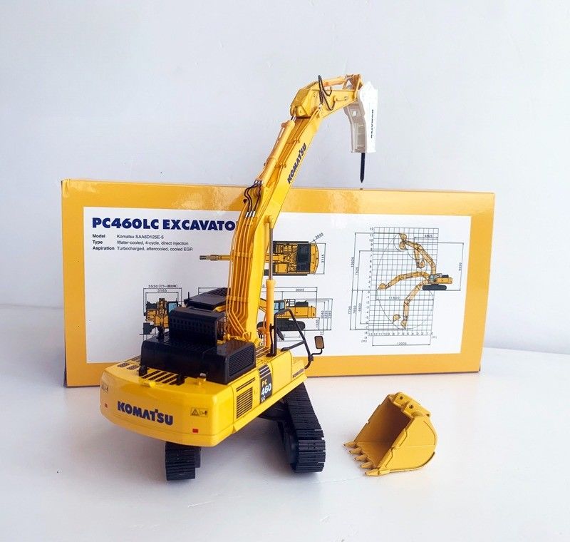 Comatsu PC460LC-8 1/50 Modelo de Excavadora de Liga Decaída com Disjuntor Hidráulico Colecionável