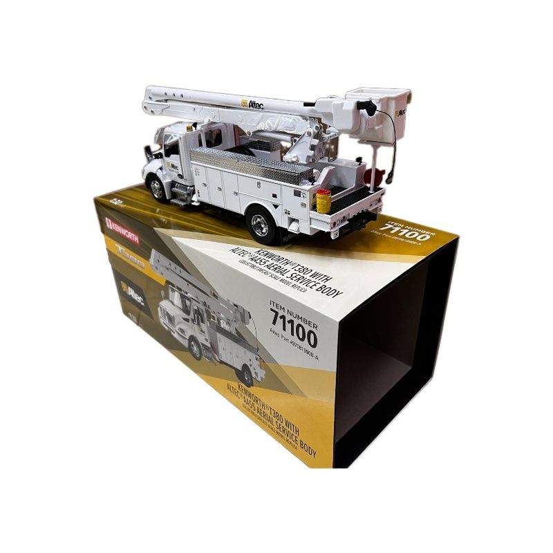 DM 1/32 Kenworth T380 Plataforma de trabalho aéreo Caminhão de construção de liga modelo 71100