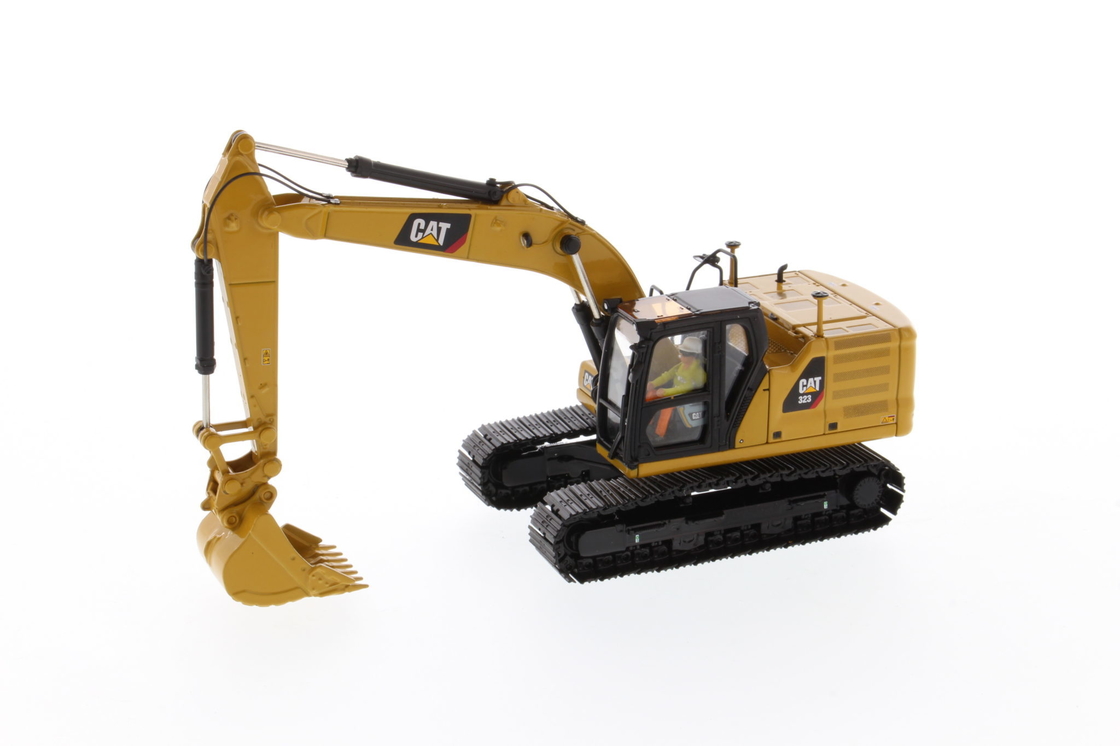 DM 1:50 CAT 323 Com Ferramentas de Trabalho Modelo de Veículo de Engenharia Escavadeira Die-cast 85657