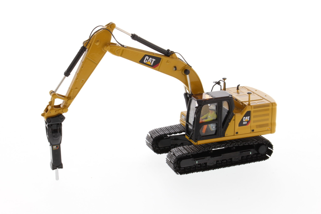 DM 1:50 CAT 323 Com Ferramentas de Trabalho Modelo de Veículo de Engenharia Escavadeira Die-cast 85657