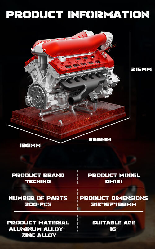 Modelo de motor V12 de doze cilindros, todo em metal montado e montado, pode iniciar o brinquedo do mini motor
